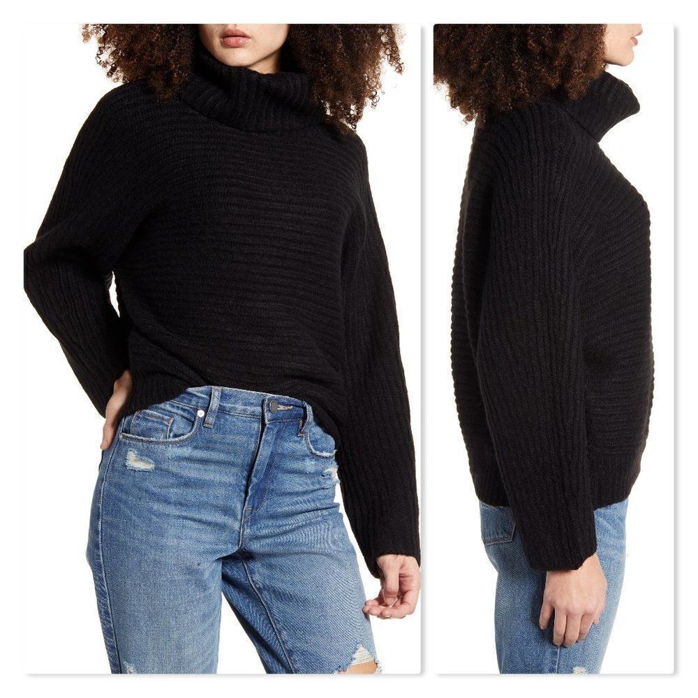 Leith Dolman Turtleneck Sweater in Black - NEW